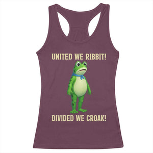 United We Ribbit Frog Protest Racerback Tank Top Divided We Croak Free Portland Resist 2025 TS02 Maroon Print Your Wear