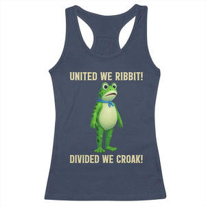 United We Ribbit Frog Protest Racerback Tank Top Divided We Croak Free Portland Resist 2025 TS02 Navy Print Your Wear