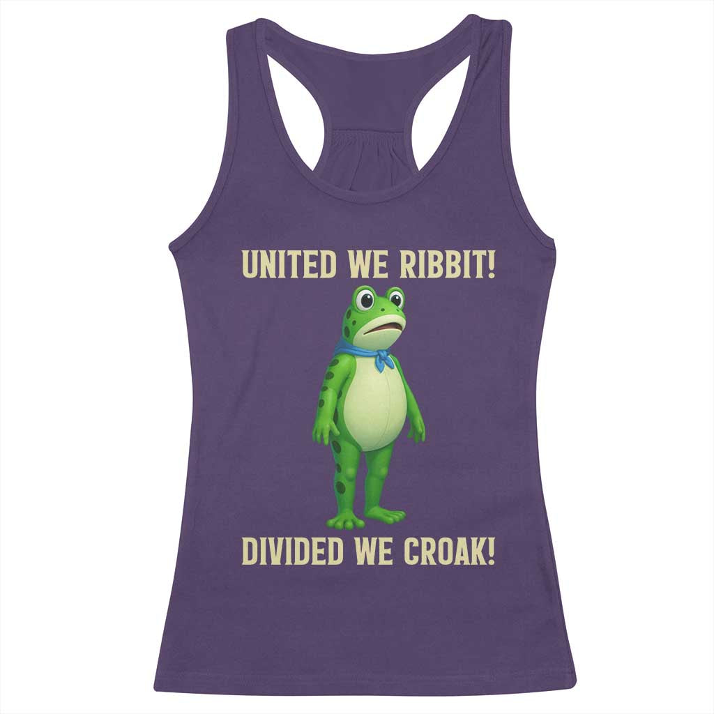 United We Ribbit Frog Protest Racerback Tank Top Divided We Croak Free Portland Resist 2025 TS02 Purple Print Your Wear