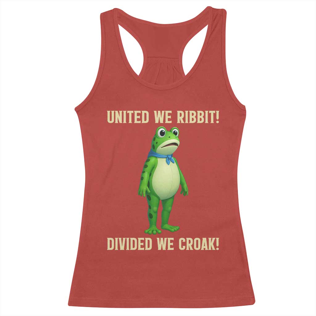 United We Ribbit Frog Protest Racerback Tank Top Divided We Croak Free Portland Resist 2025 TS02 Red Print Your Wear
