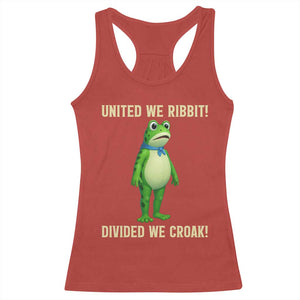 United We Ribbit Frog Protest Racerback Tank Top Divided We Croak Free Portland Resist 2025 TS02 Red Print Your Wear