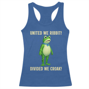 United We Ribbit Frog Protest Racerback Tank Top Divided We Croak Free Portland Resist 2025 TS02 Royal Blue Print Your Wear