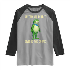 United We Ribbit Frog Protest Raglan Shirt Divided We Croak Free Portland Resist 2025 TS02 Sport Gray Black Print Your Wear