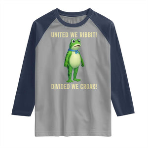 United We Ribbit Frog Protest Raglan Shirt Divided We Croak Free Portland Resist 2025 TS02 Sport Gray Navy Print Your Wear