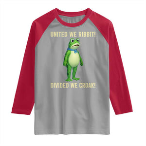 United We Ribbit Frog Protest Raglan Shirt Divided We Croak Free Portland Resist 2025 TS02 Sport Gray Red Print Your Wear
