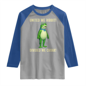 United We Ribbit Frog Protest Raglan Shirt Divided We Croak Free Portland Resist 2025 TS02 Sport Gray Royal Print Your Wear