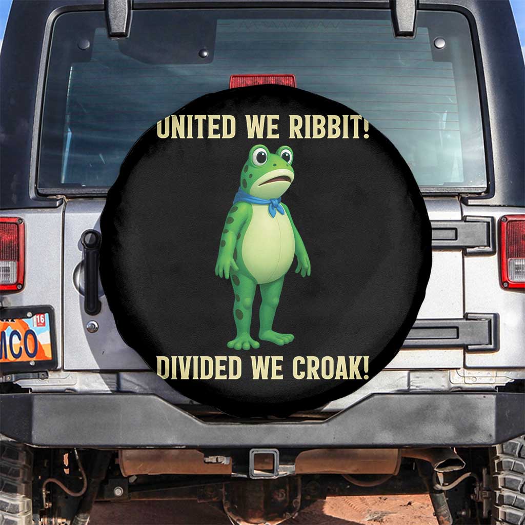 United We Ribbit Frog Protest Spare Tire Cover Divided We Croak Free Portland Resist 2025 TS02 No hole Black Print Your Wear