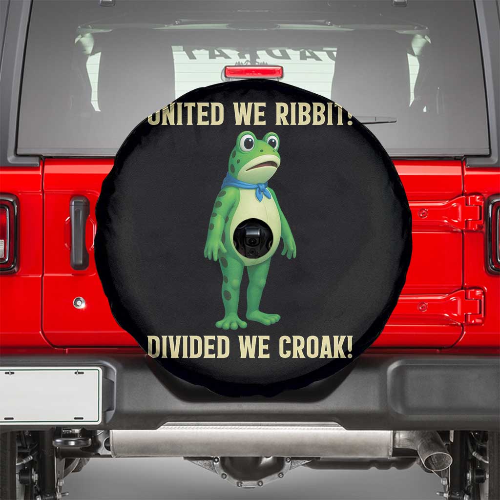 United We Ribbit Frog Protest Spare Tire Cover Divided We Croak Free Portland Resist 2025 TS02 Black Print Your Wear