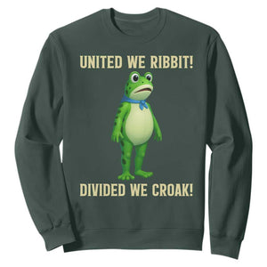 United We Ribbit Frog Protest Sweatshirt Divided We Croak Free Portland Resist 2025 TS02 Dark Forest Green Print Your Wear