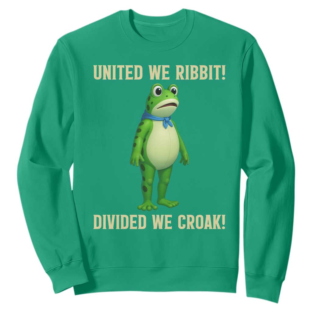 United We Ribbit Frog Protest Sweatshirt Divided We Croak Free Portland Resist 2025 TS02 Irish Green Print Your Wear