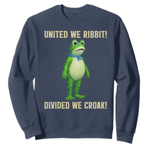 United We Ribbit Frog Protest Sweatshirt Divided We Croak Free Portland Resist 2025 TS02 Navy Print Your Wear