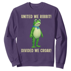 United We Ribbit Frog Protest Sweatshirt Divided We Croak Free Portland Resist 2025 TS02 Purple Print Your Wear