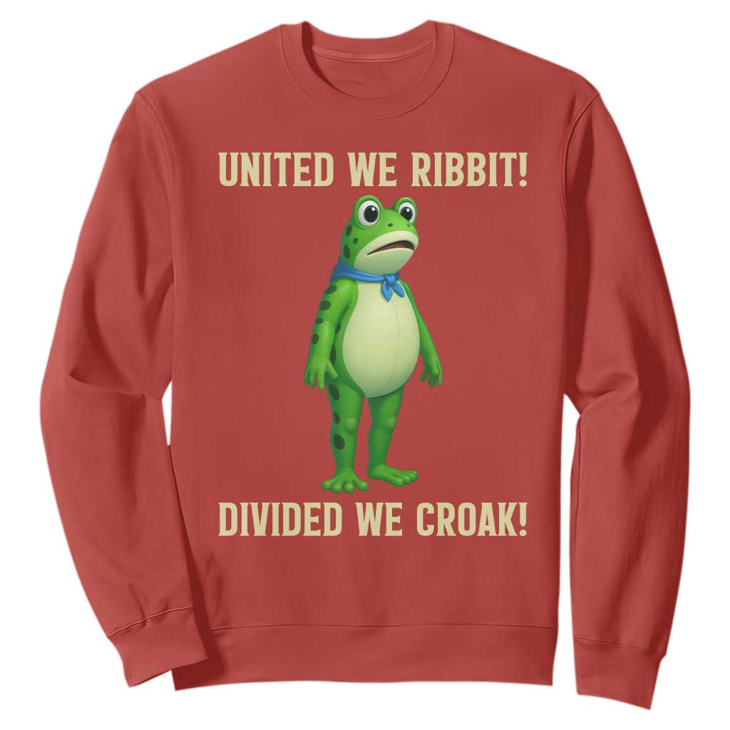 United We Ribbit Frog Protest Sweatshirt Divided We Croak Free Portland Resist 2025 TS02 Red Print Your Wear
