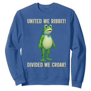 United We Ribbit Frog Protest Sweatshirt Divided We Croak Free Portland Resist 2025 TS02 Royal Blue Print Your Wear
