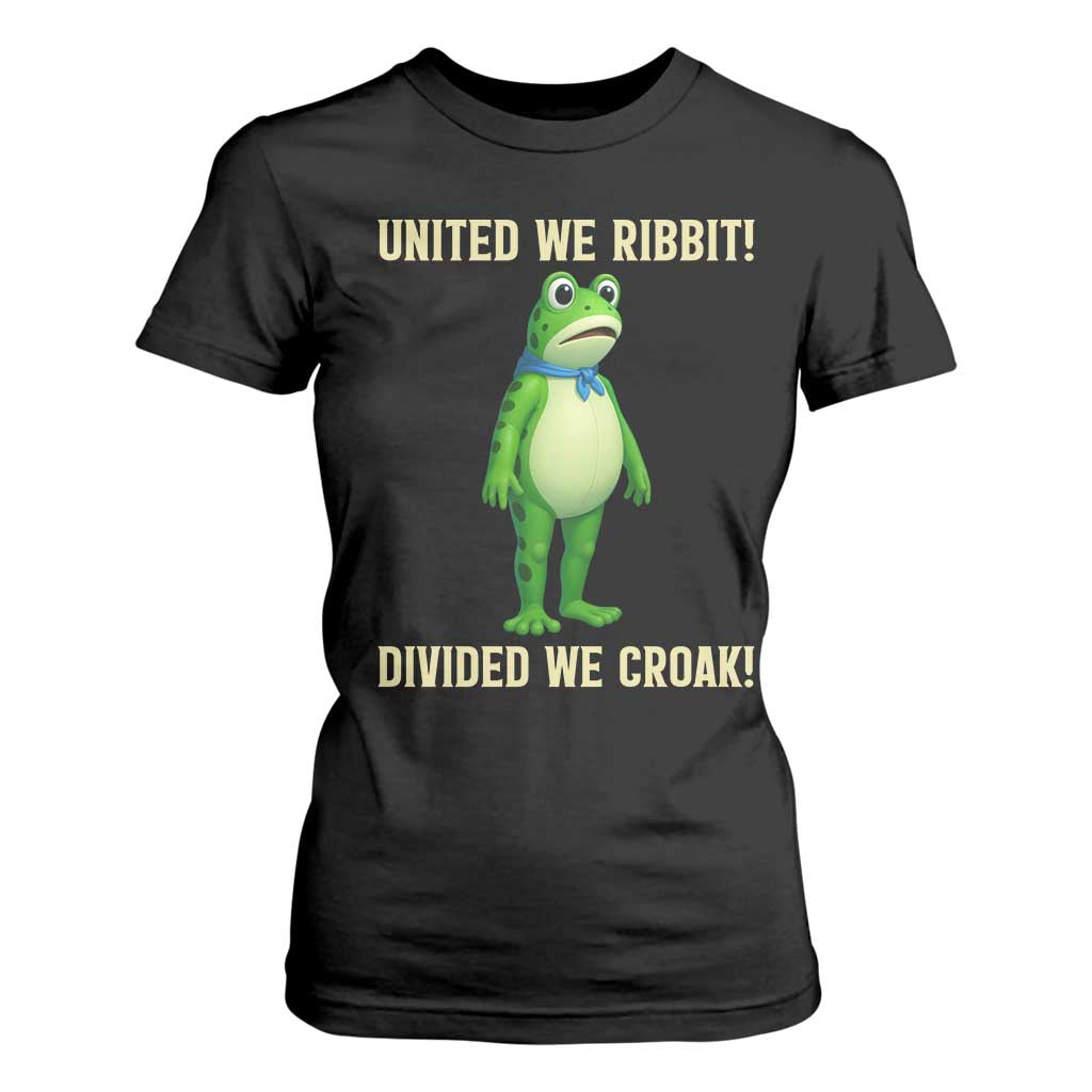 United We Ribbit Frog Protest T Shirt For Women Divided We Croak Free Portland Resist 2025 TS02 Black Print Your Wear