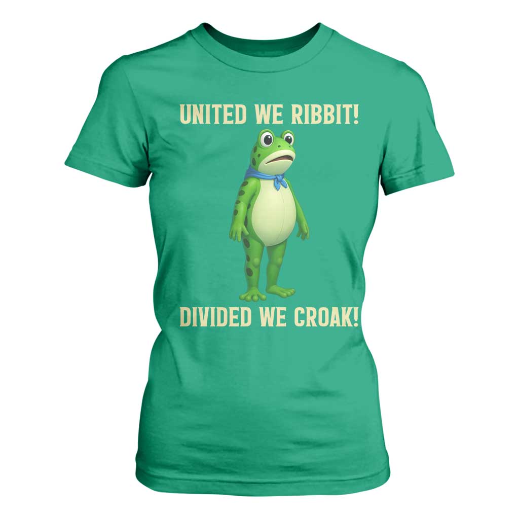 United We Ribbit Frog Protest T Shirt For Women Divided We Croak Free Portland Resist 2025 TS02 Irish Green Print Your Wear