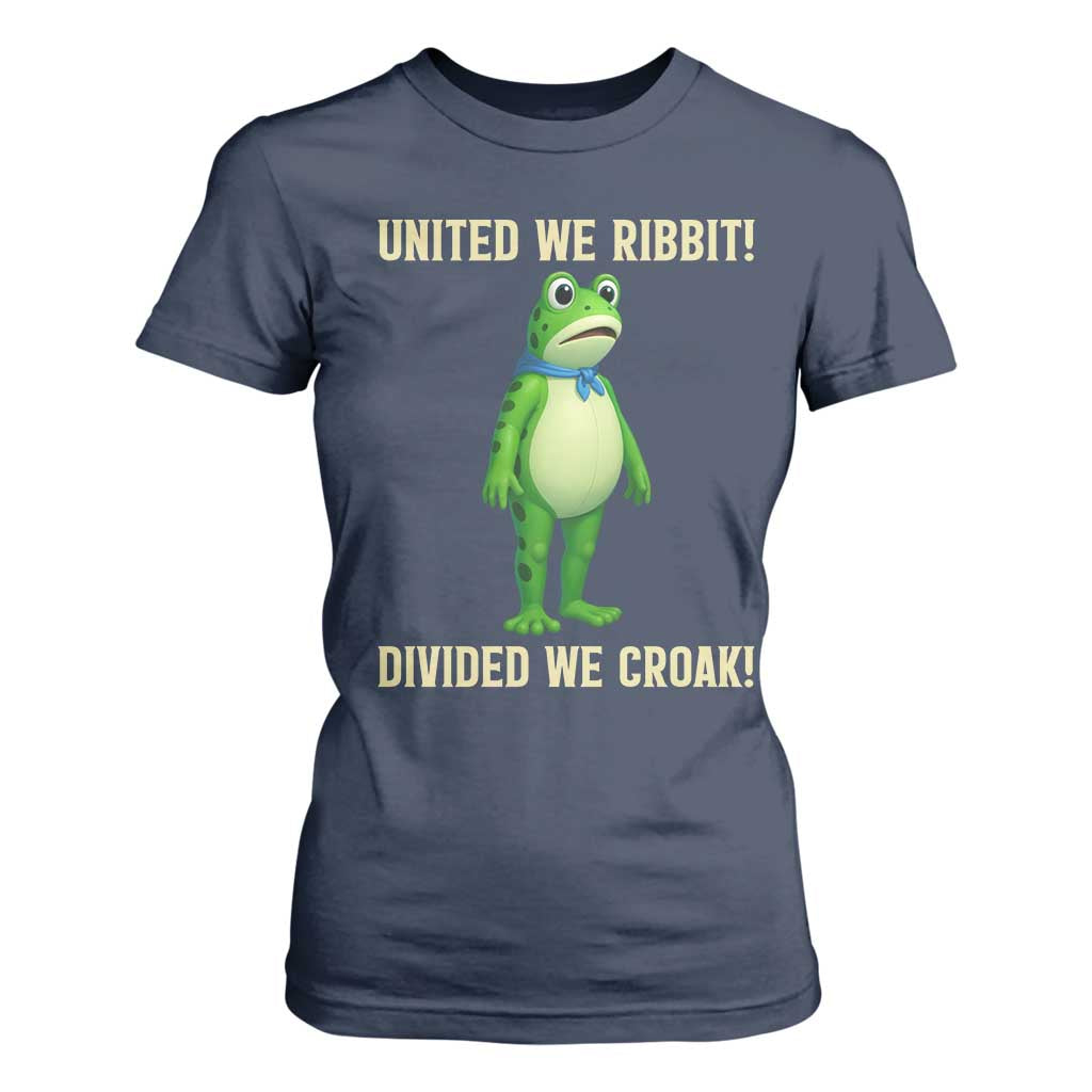 United We Ribbit Frog Protest T Shirt For Women Divided We Croak Free Portland Resist 2025 TS02 Navy Print Your Wear