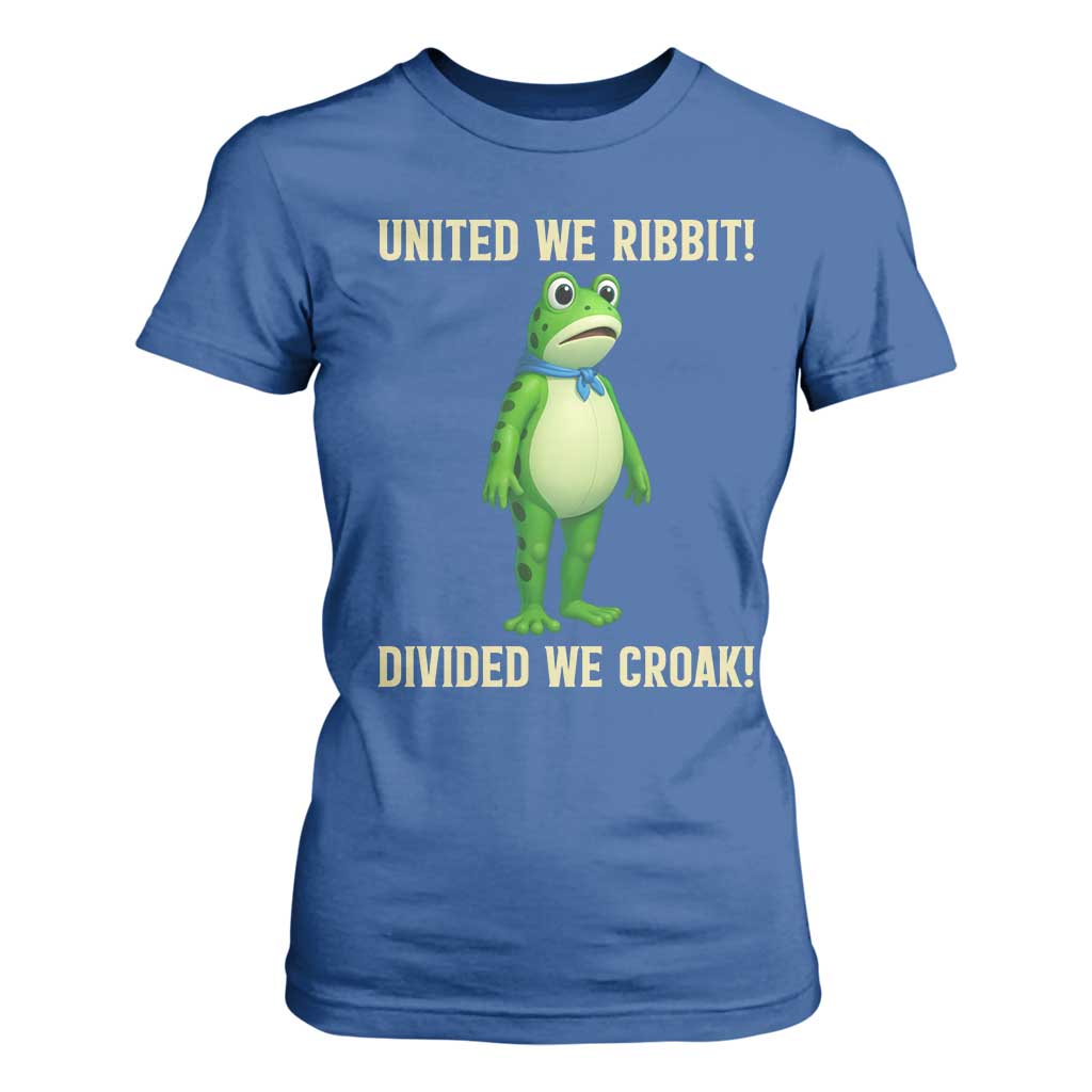 United We Ribbit Frog Protest T Shirt For Women Divided We Croak Free Portland Resist 2025 TS02 Royal Blue Print Your Wear