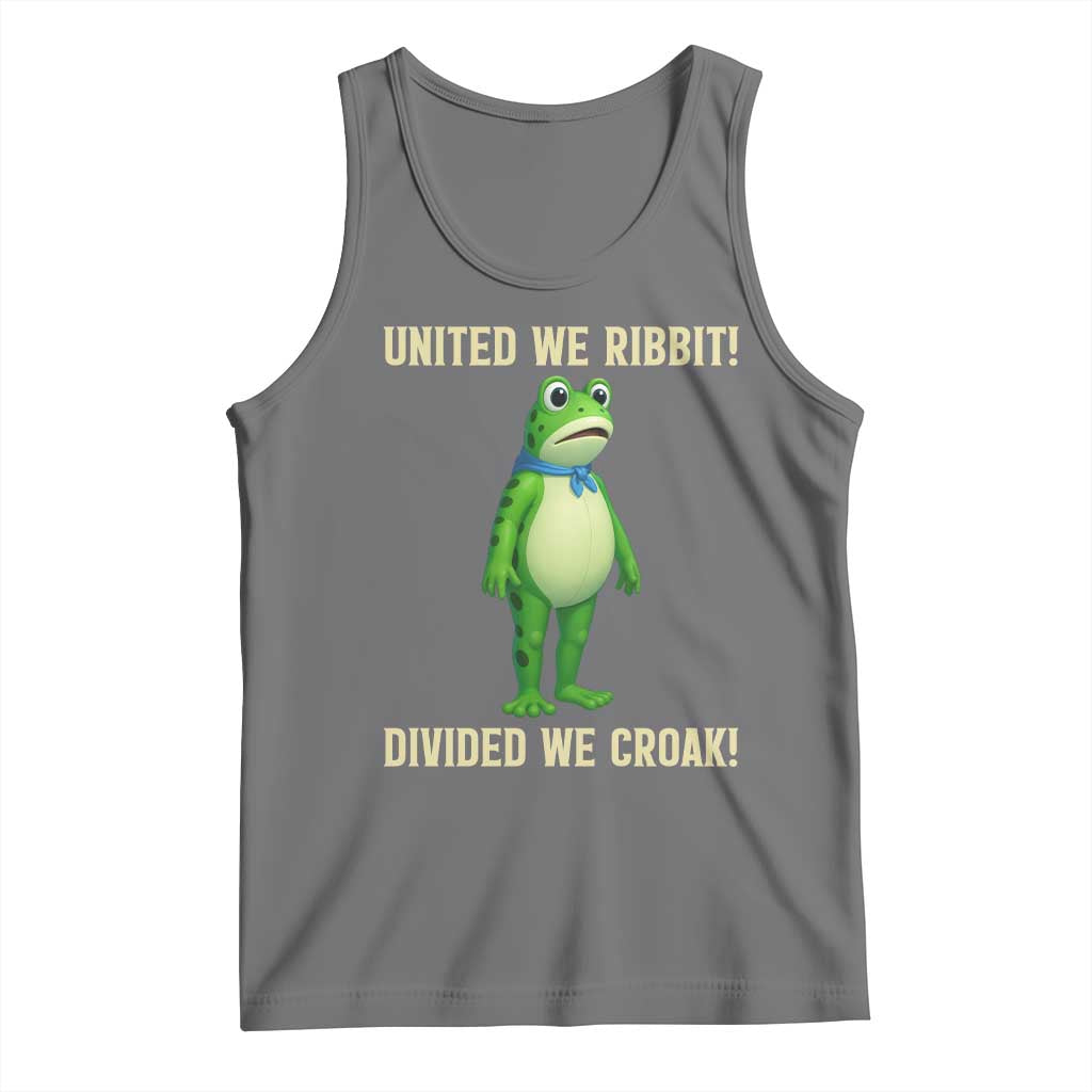 United We Ribbit Frog Protest Tank Top Divided We Croak Free Portland Resist 2025 TS02 Black Heather Print Your Wear