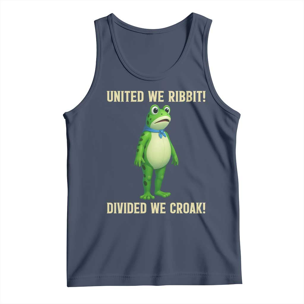 United We Ribbit Frog Protest Tank Top Divided We Croak Free Portland Resist 2025 TS02 Navy Print Your Wear