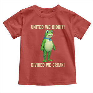 United We Ribbit Frog Protest Toddler T Shirt Divided We Croak Free Portland Resist 2025 TS02 Red Print Your Wear