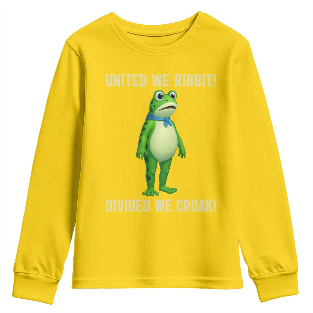 United We Ribbit Frog Protest Youth Sweatshirt Divided We Croak Free Portland Resist 2025 TS02 Daisy Print Your Wear