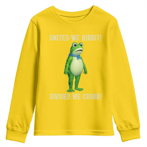United We Ribbit Frog Protest Youth Sweatshirt Divided We Croak Free Portland Resist 2025 TS02 Daisy Print Your Wear