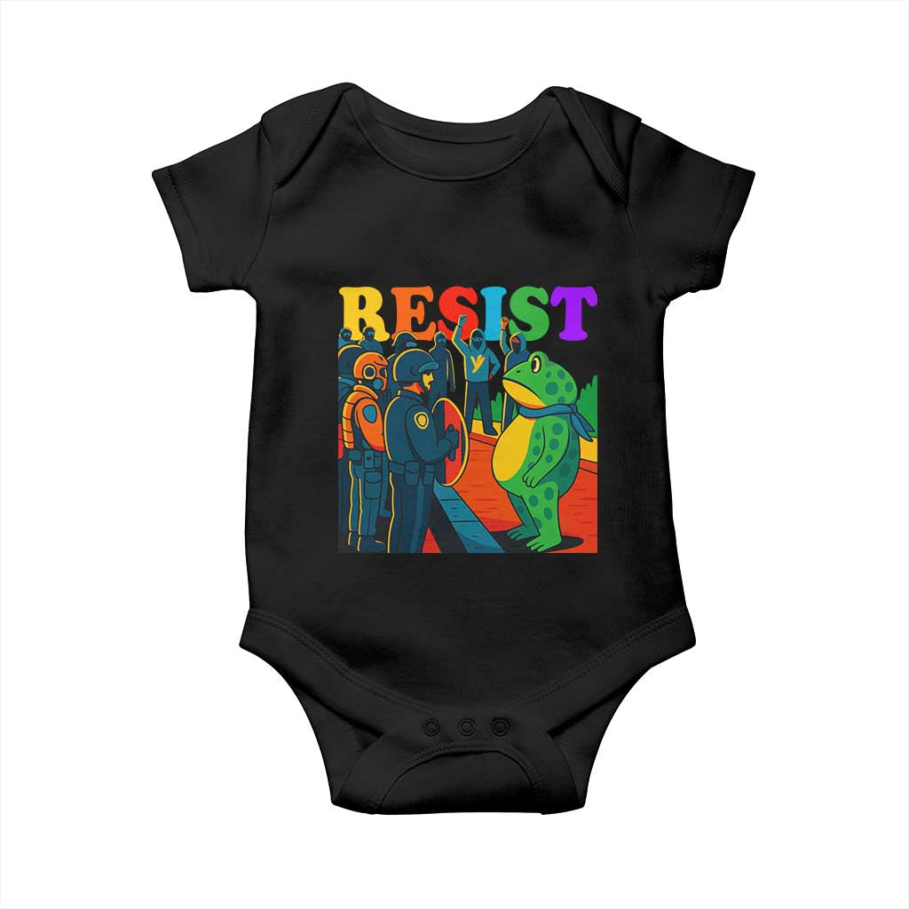 Rainbow Street Protest Frog Baby Onesie Resist LGBTQ+ Solidarity TS02 Black Print Your Wear