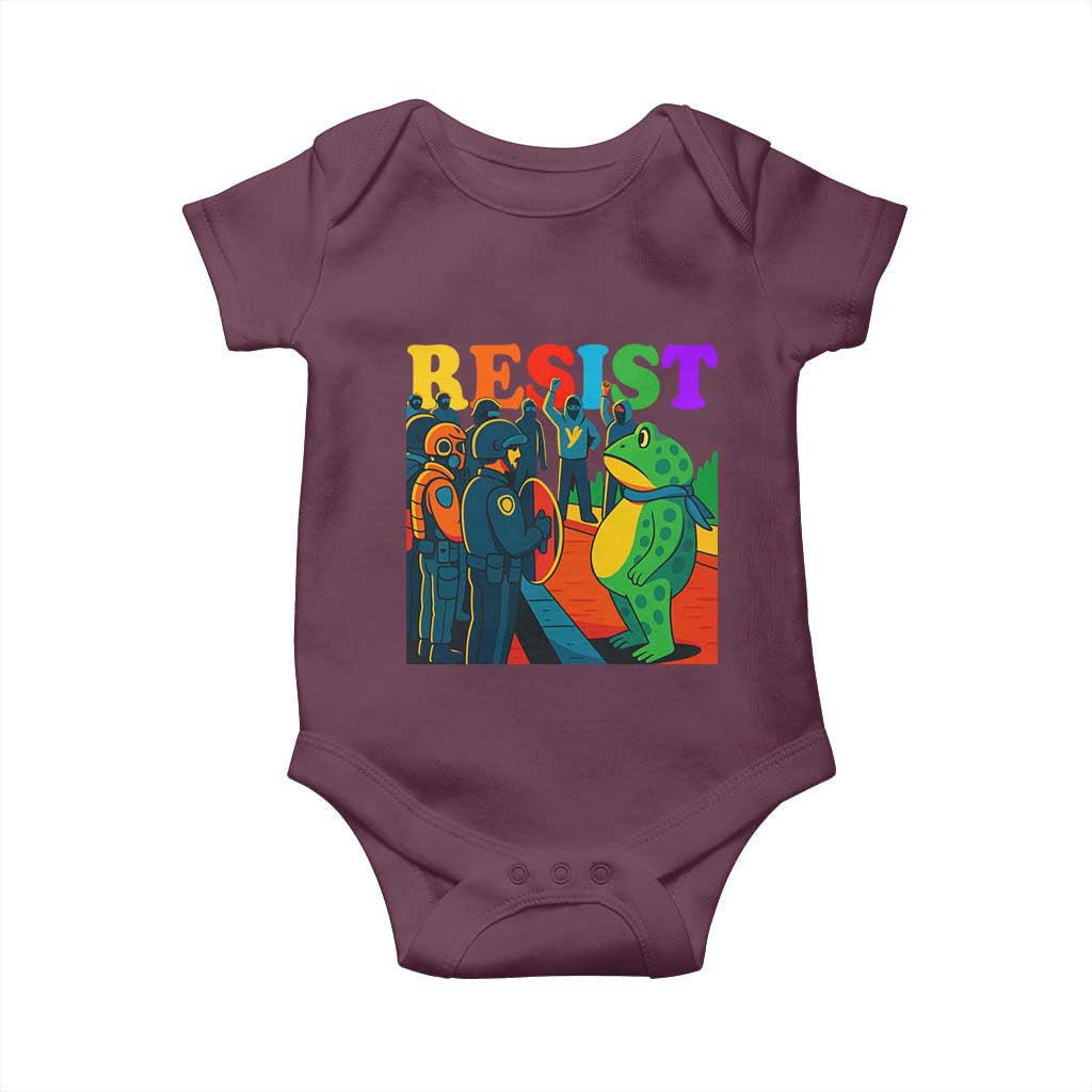 Rainbow Street Protest Frog Baby Onesie Resist LGBTQ+ Solidarity TS02 Maroon Print Your Wear