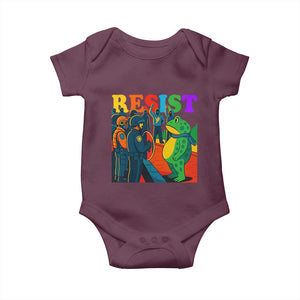 Rainbow Street Protest Frog Baby Onesie Resist LGBTQ+ Solidarity TS02 Maroon Print Your Wear