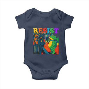 Rainbow Street Protest Frog Baby Onesie Resist LGBTQ+ Solidarity TS02 Navy Print Your Wear