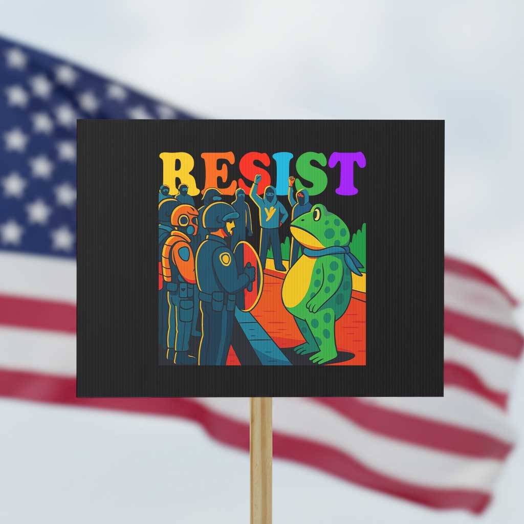 Rainbow Street Protest Frog Protest Sign Resist LGBTQ+ Solidarity TS02 Horizontal 18