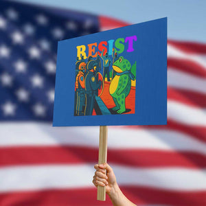 Rainbow Street Protest Frog Protest Sign Resist LGBTQ+ Solidarity TS02 Horizontal 18" x 24" Blue Print Your Wear