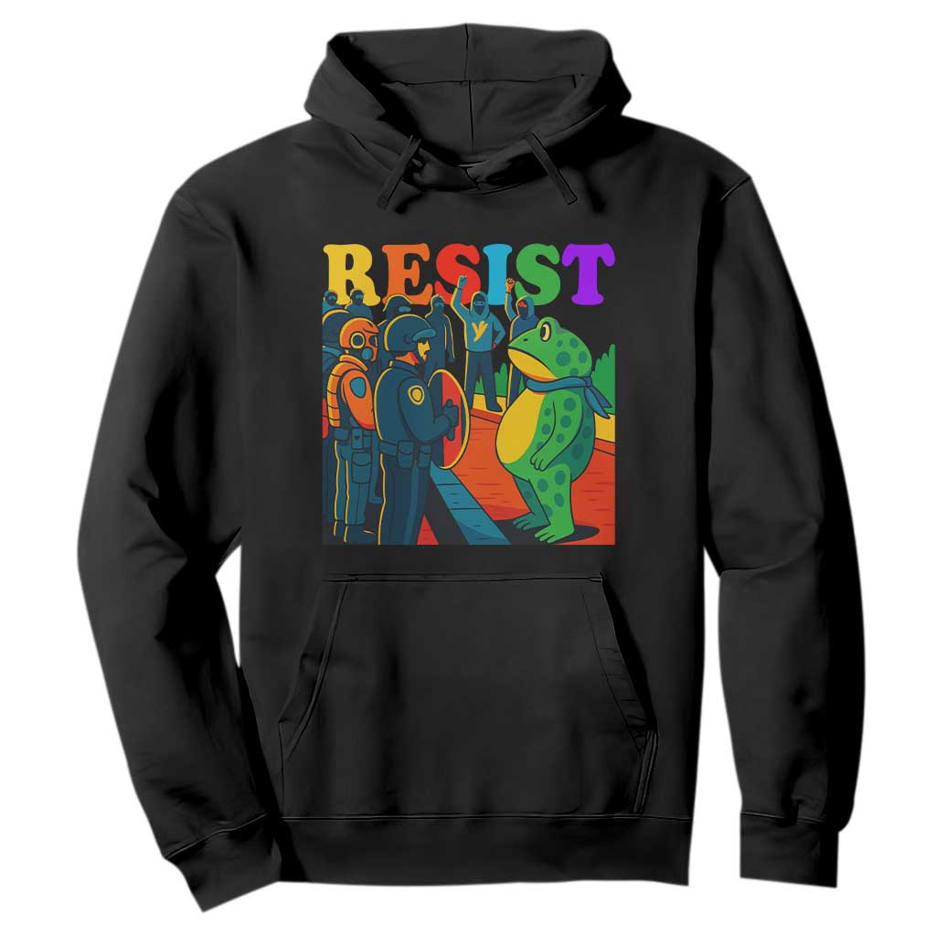 Rainbow Street Protest Frog Hoodie Resist LGBTQ+ Solidarity TS02 Black Print Your Wear