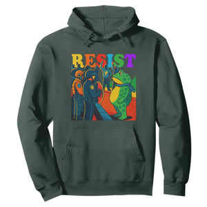 Rainbow Street Protest Frog Hoodie Resist LGBTQ+ Solidarity TS02 Dark Forest Green Print Your Wear