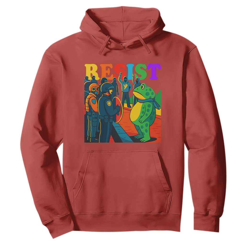 Rainbow Street Protest Frog Hoodie Resist LGBTQ+ Solidarity TS02 Red Print Your Wear