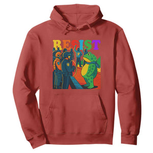 Rainbow Street Protest Frog Hoodie Resist LGBTQ+ Solidarity TS02 Red Print Your Wear
