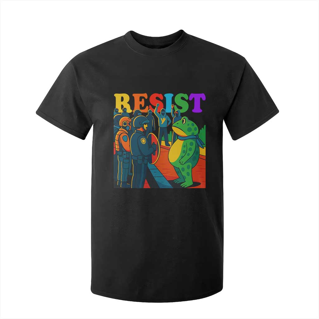 Rainbow Street Protest Frog T Shirt For Kid Resist LGBTQ+ Solidarity TS02 Black Print Your Wear