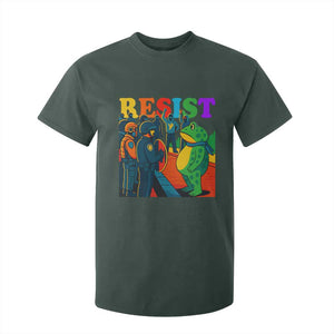Rainbow Street Protest Frog T Shirt For Kid Resist LGBTQ+ Solidarity TS02 Dark Forest Green Print Your Wear