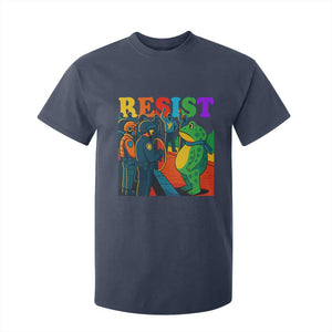 Rainbow Street Protest Frog T Shirt For Kid Resist LGBTQ+ Solidarity TS02 Navy Print Your Wear