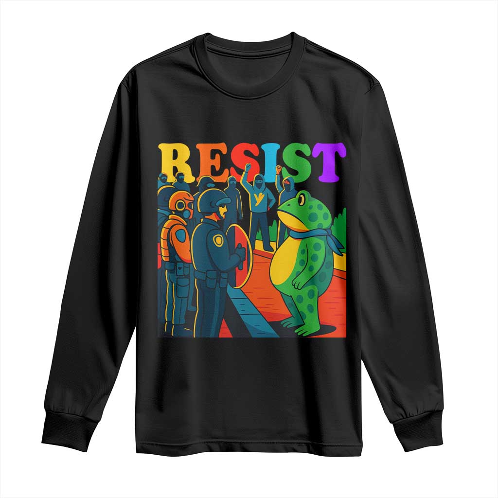 Rainbow Street Protest Frog Long Sleeve Shirt Resist LGBTQ+ Solidarity TS02 Black Print Your Wear