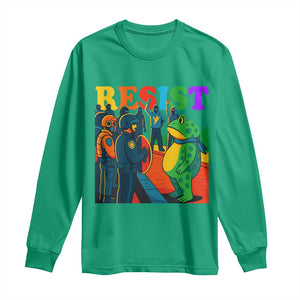 Rainbow Street Protest Frog Long Sleeve Shirt Resist LGBTQ+ Solidarity TS02 Irish Green Print Your Wear