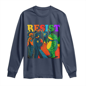 Rainbow Street Protest Frog Long Sleeve Shirt Resist LGBTQ+ Solidarity TS02 Navy Print Your Wear