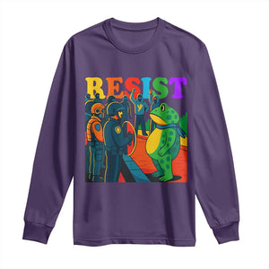 Rainbow Street Protest Frog Long Sleeve Shirt Resist LGBTQ+ Solidarity TS02 Purple Print Your Wear