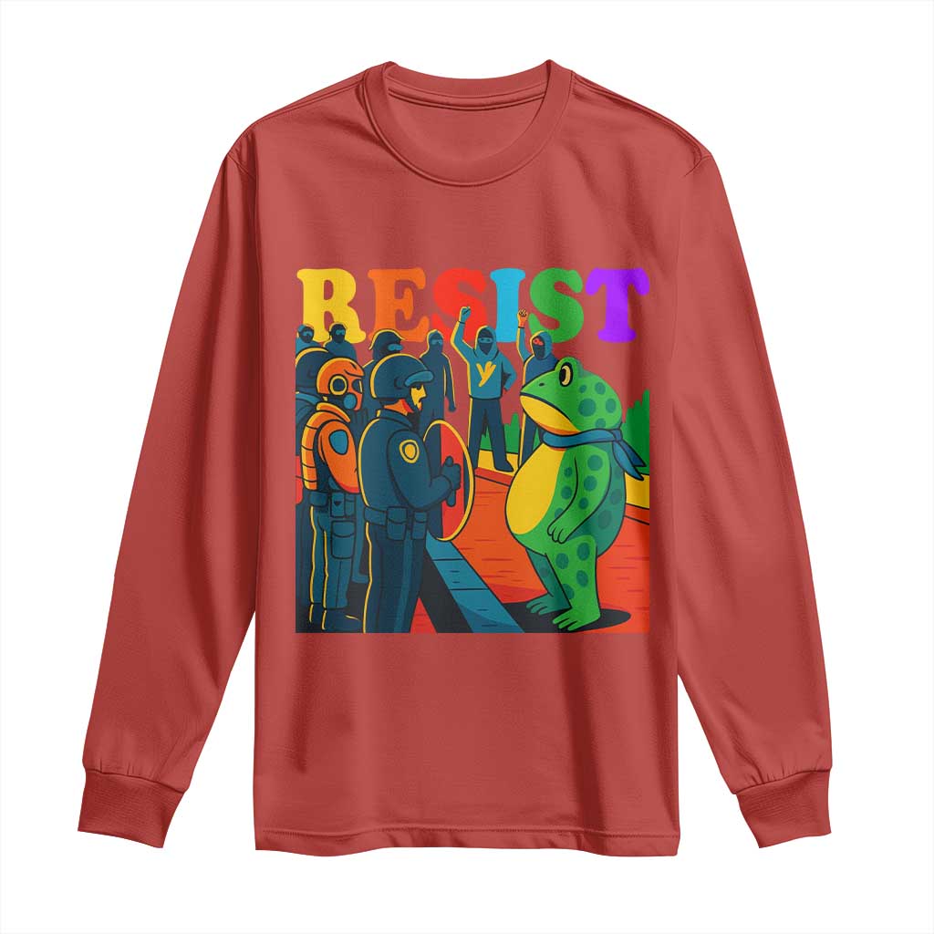 Rainbow Street Protest Frog Long Sleeve Shirt Resist LGBTQ+ Solidarity TS02 Red Print Your Wear