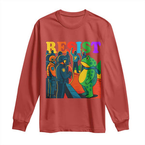 Rainbow Street Protest Frog Long Sleeve Shirt Resist LGBTQ+ Solidarity TS02 Red Print Your Wear