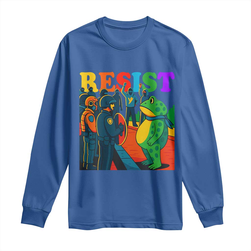 Rainbow Street Protest Frog Long Sleeve Shirt Resist LGBTQ+ Solidarity TS02 Royal Blue Print Your Wear