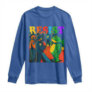 Rainbow Street Protest Frog Long Sleeve Shirt Resist LGBTQ+ Solidarity TS02 Royal Blue Print Your Wear