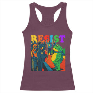 Rainbow Street Protest Frog Racerback Tank Top Resist LGBTQ+ Solidarity TS02 Maroon Print Your Wear