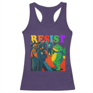 Rainbow Street Protest Frog Racerback Tank Top Resist LGBTQ+ Solidarity TS02 Purple Print Your Wear